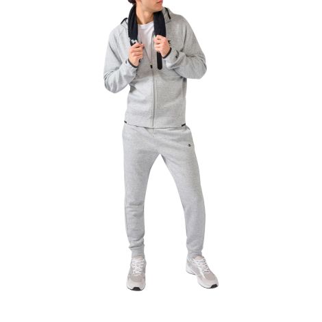 Champion - Tuta Uomo con Cappuccio e Zip Slim Fit C-Tech, Grigio