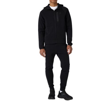 Champion - Tuta Uomo con Cappuccio e Zip Slim Fit C-Tech, Nero
