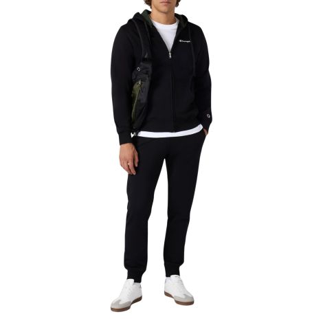 Champion - Tuta Uomo Leggera con Cappuccio e Zip Standard Fit Soft Compact, Nero
